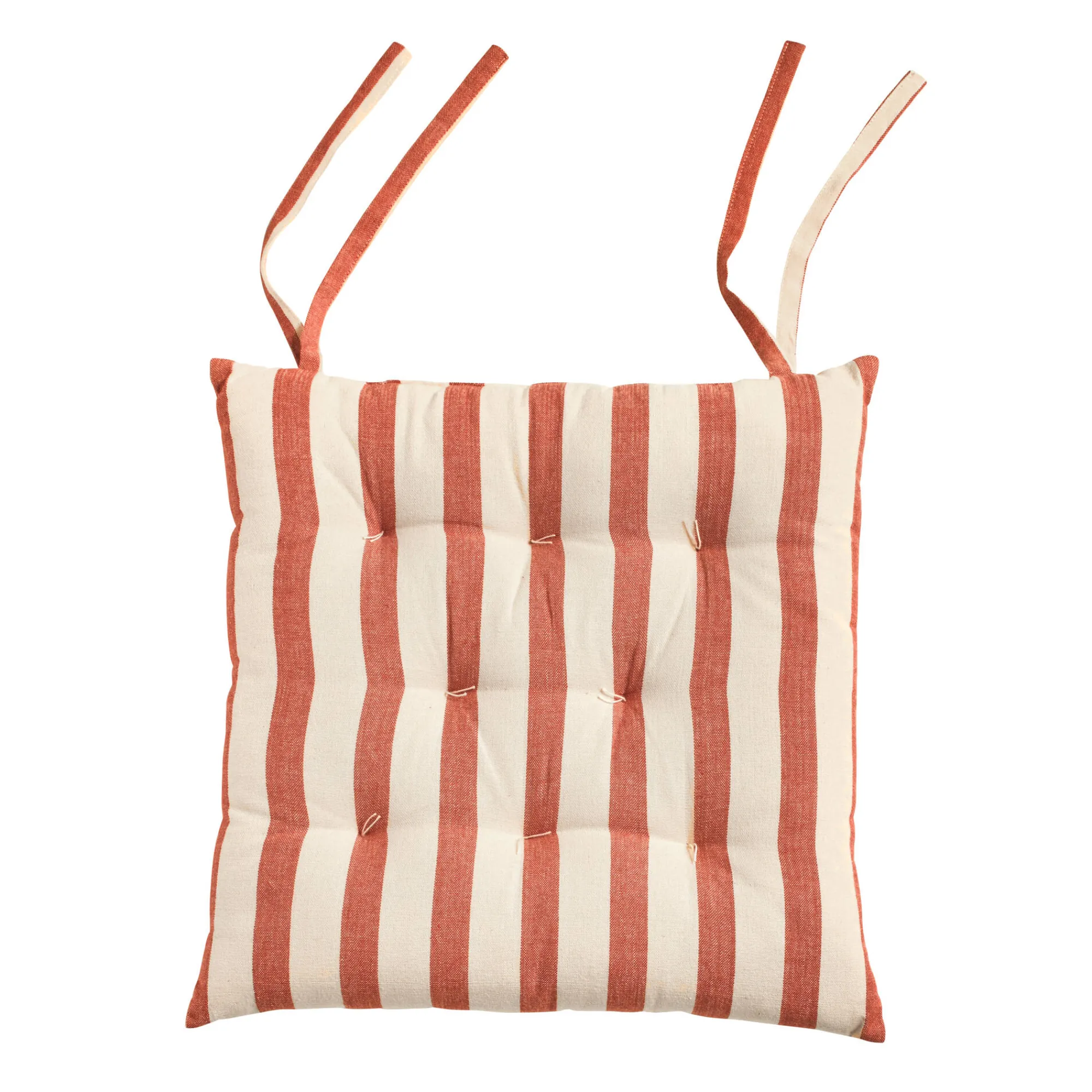 Stoelkussentje<Blancheporte Vierkant, gestreept stoelkussentje - set van 2 terracotta