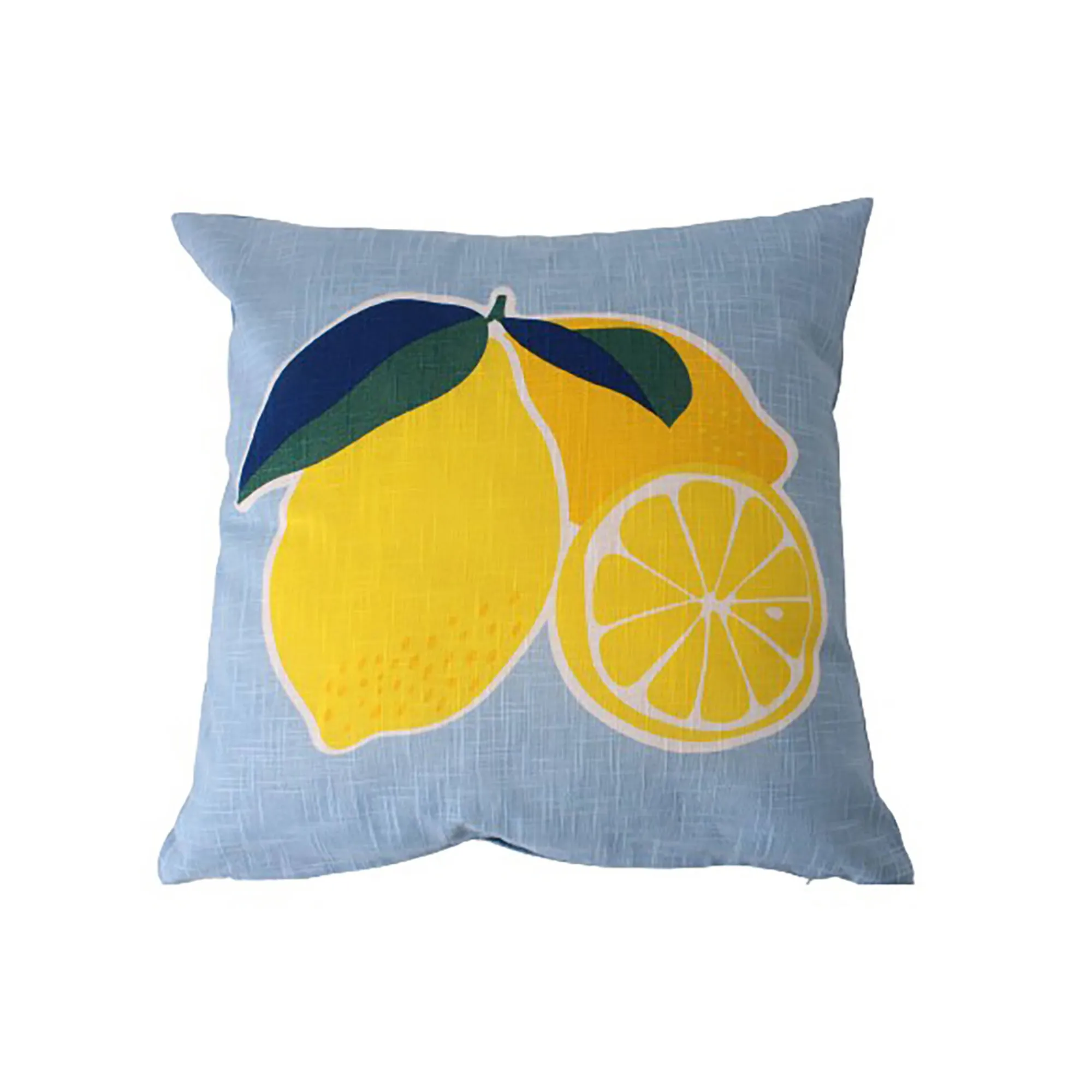 Kussen<Blancheporte Vierkant kussen met citroenenprint blauw / geel