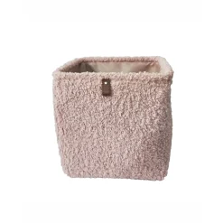 Decoratieartikel|Kinderdecoratie<Blancheporte Vierkant opbergmandje in sherpa lusjesstof poederroze