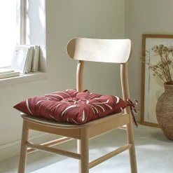Stoelkussentje<Blancheporte Vierkant stoelkussentje met bladerenprint - set van 2 terracotta