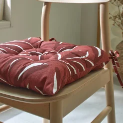 Stoelkussentje<Blancheporte Vierkant stoelkussentje met bladerenprint - set van 2 terracotta