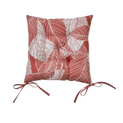 Stoelkussentje<Blancheporte Vierkant stoelkussentje met bladerenprint - set van 2 terracotta