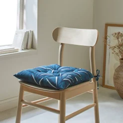 Stoelkussentje<Blancheporte Vierkant stoelkussentje met bladerenprint - set van 2 blauw