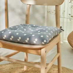 Stoelkussentje<Blancheporte Vierkant stoelkussentje met stippen - set van 2 grijs