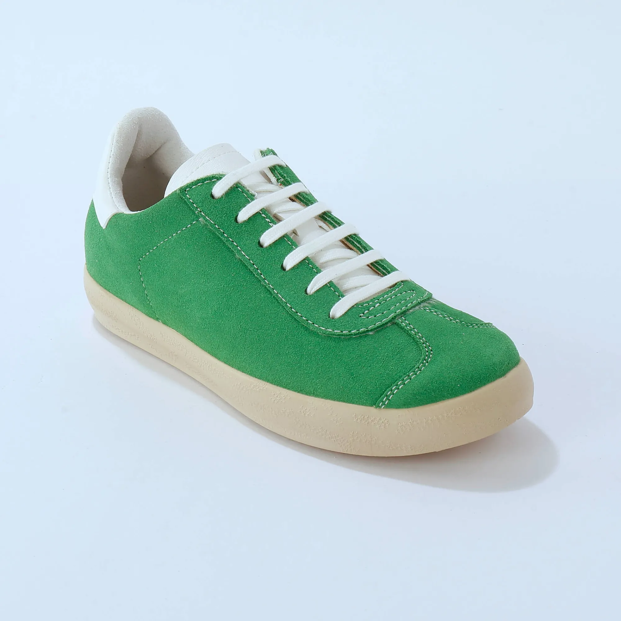 Baskets En Sneakers|Schoenen<Blancheporte Vintage sneakers in splitleer, gekleurd groen
