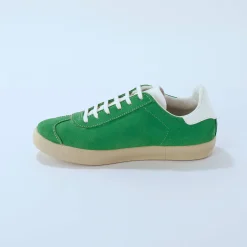 Baskets En Sneakers|Schoenen<Blancheporte Vintage sneakers in splitleer, gekleurd groen