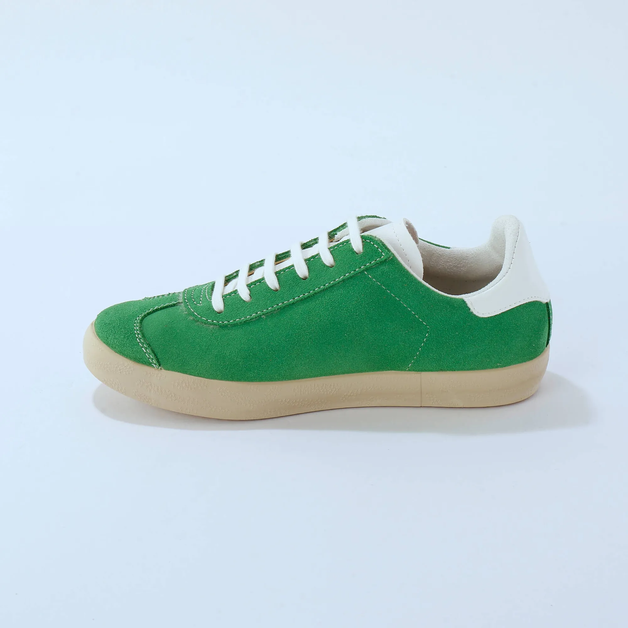 Baskets En Sneakers|Schoenen<Blancheporte Vintage sneakers in splitleer, gekleurd groen