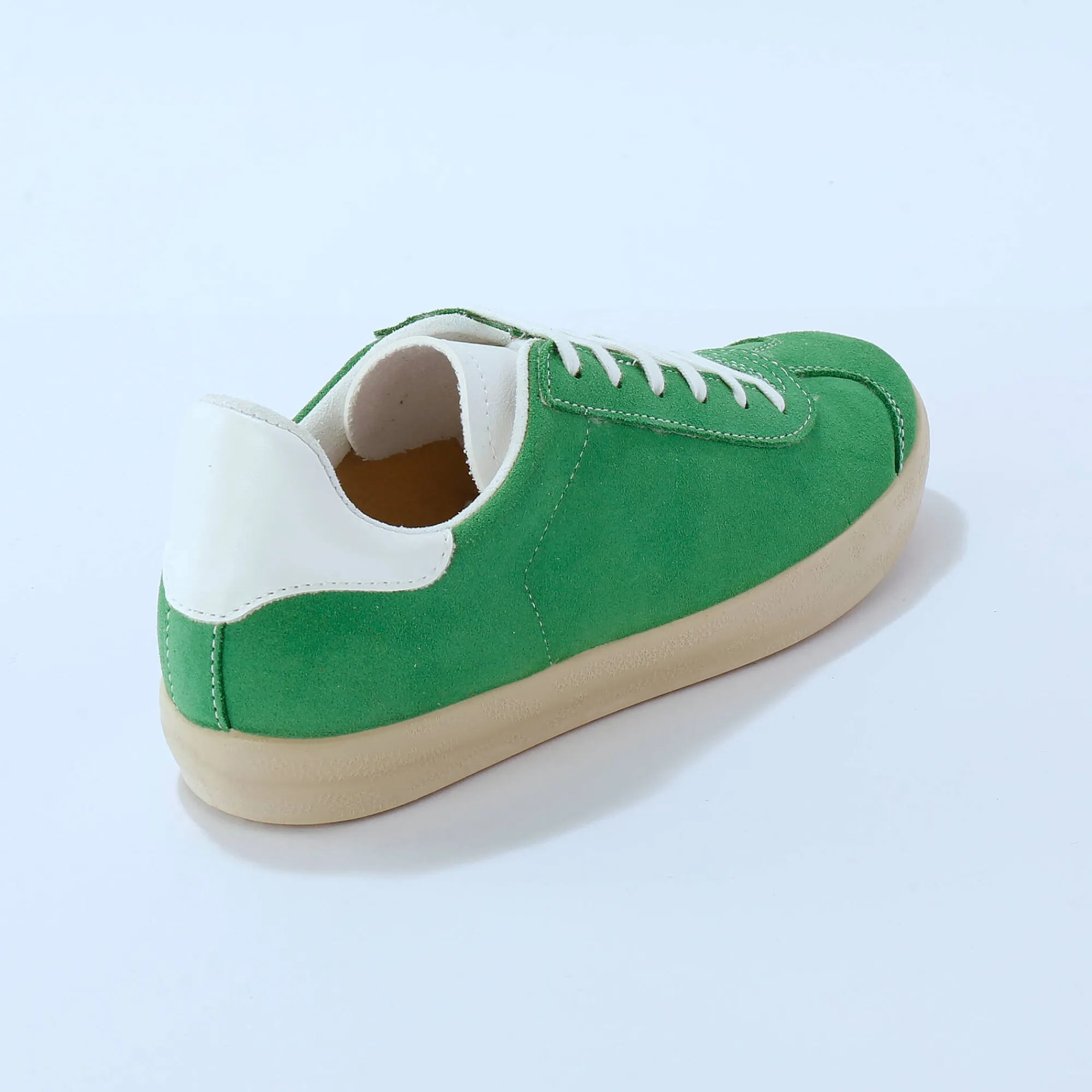 Baskets En Sneakers|Schoenen<Blancheporte Vintage sneakers in splitleer, gekleurd groen