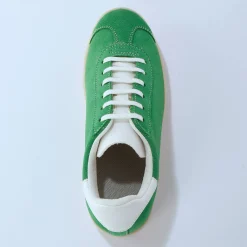 Baskets En Sneakers|Schoenen<Blancheporte Vintage sneakers in splitleer, gekleurd groen