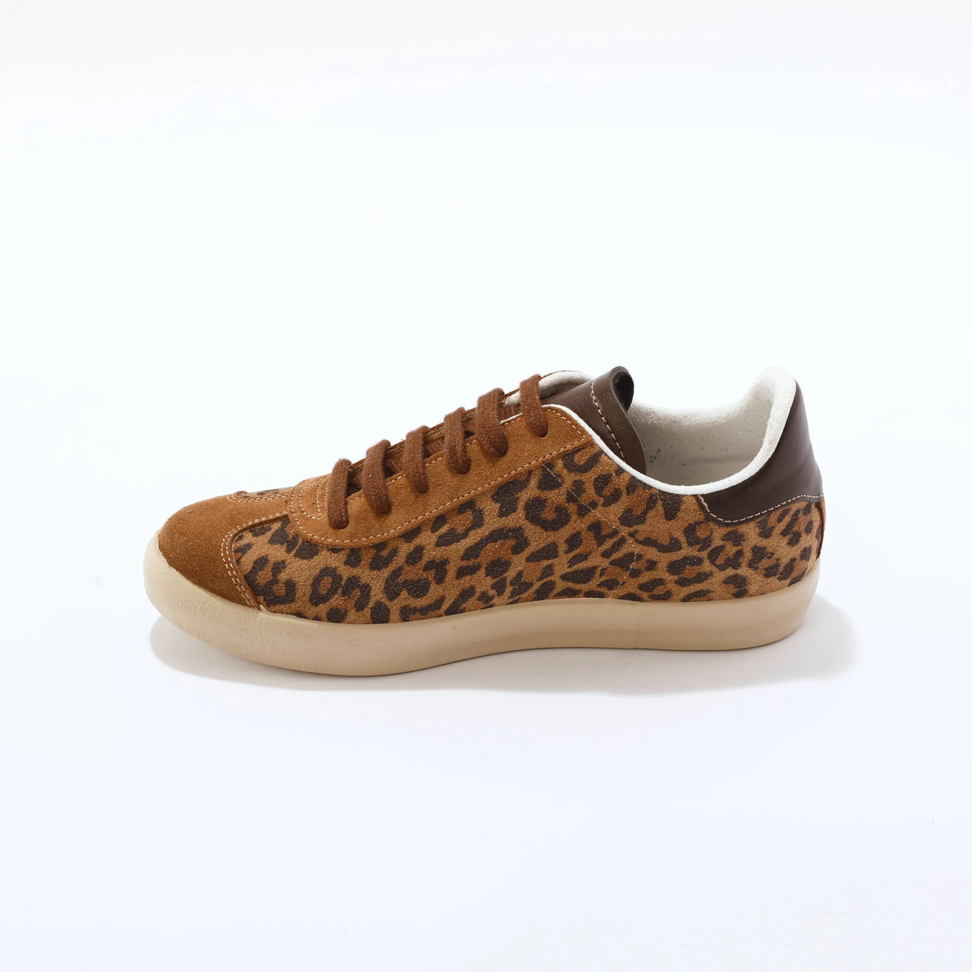 Baskets En Sneakers|Schoenen<Blancheporte Vintage sneakers in splitleer met luipaardprint bruin / zwart