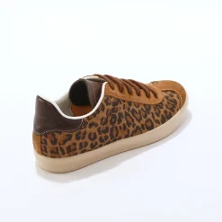 Baskets En Sneakers|Schoenen<Blancheporte Vintage sneakers in splitleer met luipaardprint bruin / zwart
