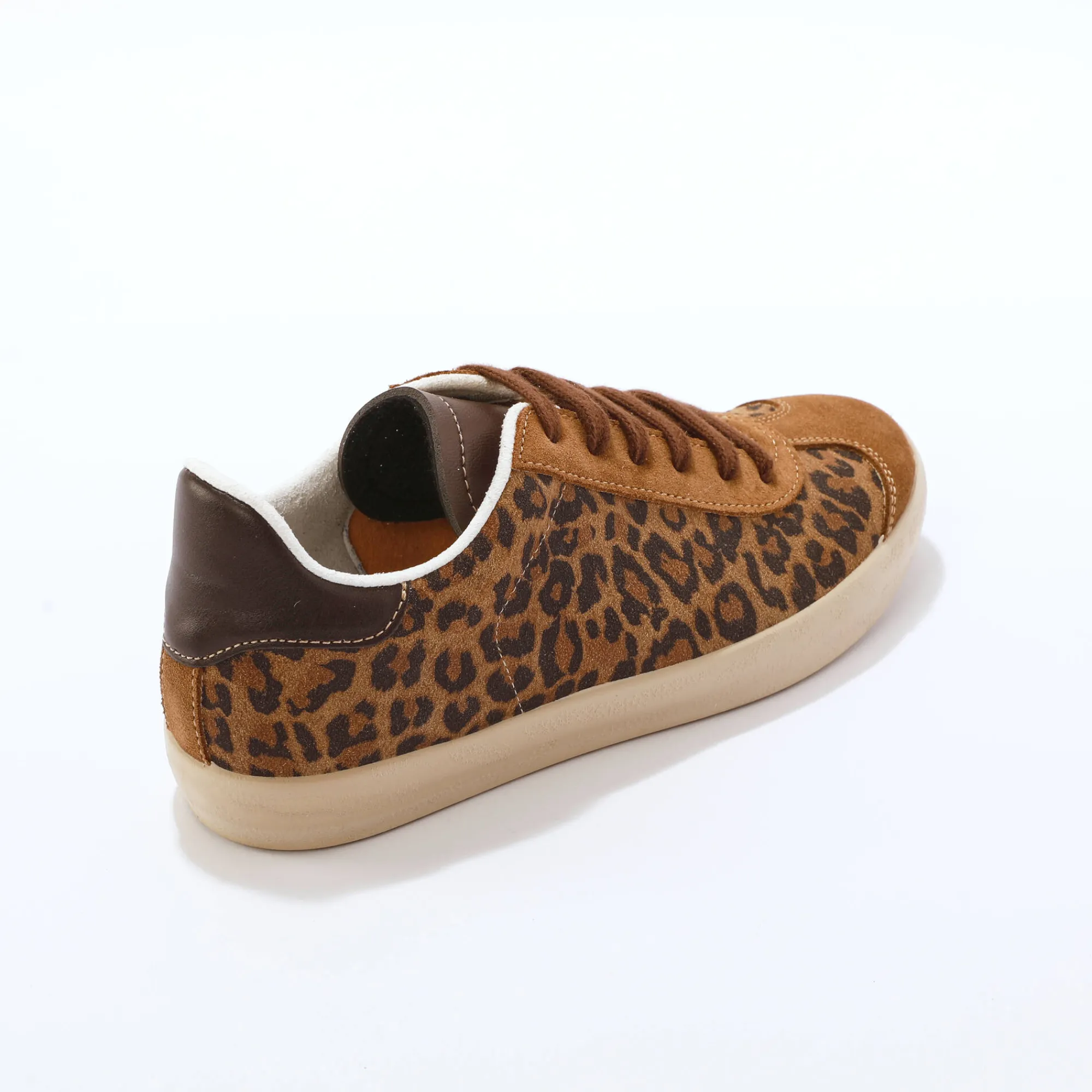 Baskets En Sneakers|Schoenen<Blancheporte Vintage sneakers in splitleer met luipaardprint bruin / zwart