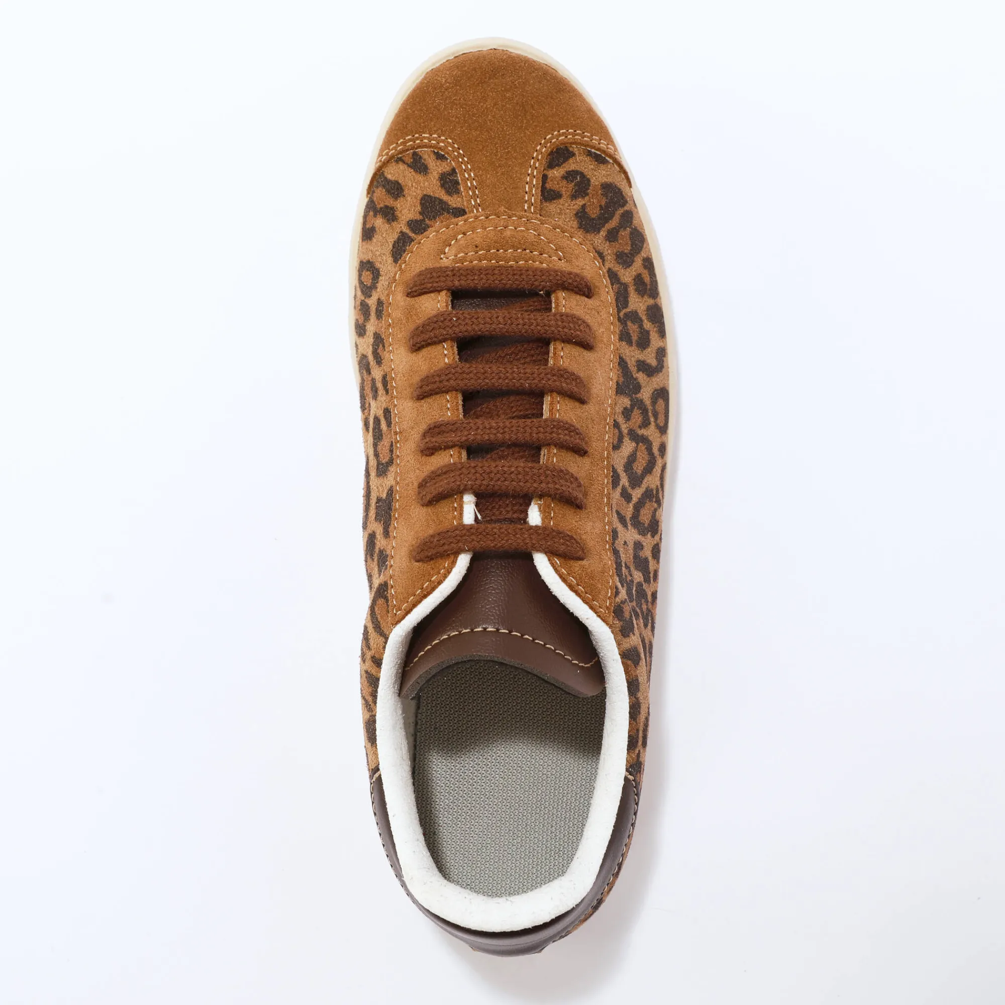 Baskets En Sneakers|Schoenen<Blancheporte Vintage sneakers in splitleer met luipaardprint bruin / zwart