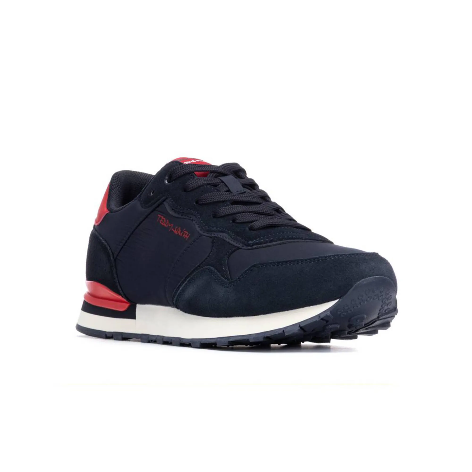 Schoenen|Schoenen Heren<Teddy Smith Vintage sneakers met kleurdetail marine / rood