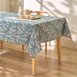 Tafellaken En Tafelloper<Blancheporte Vlekkenwerend tafellaken met varenprint eucalyptus / ecru