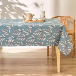 Tafellaken En Tafelloper<Blancheporte Vlekkenwerend tafellaken met varenprint eucalyptus / ecru