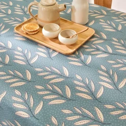 Tafellaken En Tafelloper<Blancheporte Vlekkenwerend tafellaken met varenprint eucalyptus / ecru