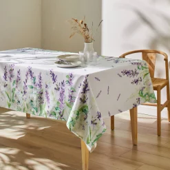 Tafellaken En Tafelloper<Blancheporte Vlekwerend tafellaken in polykatoen met lavendelprint wit / lavendel