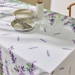 Tafellaken En Tafelloper<Blancheporte Vlekwerend tafellaken in polykatoen met lavendelprint wit / lavendel