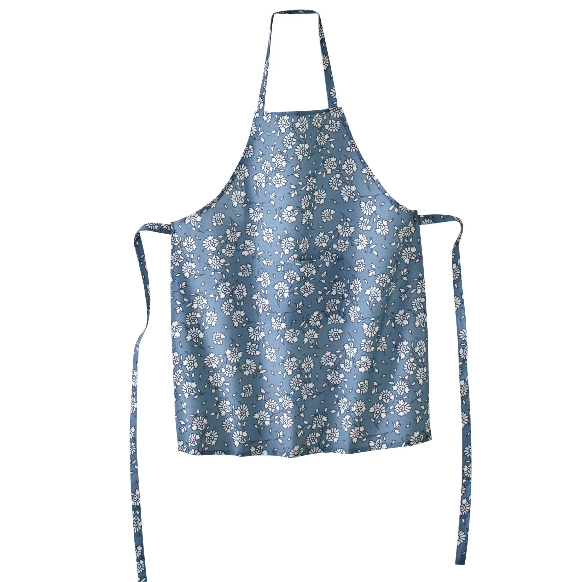 Schorten<Blancheporte Vlekwerende schort met Indiase bloemenprint jeansblauw / wit