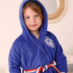 Badjas|Handdoek En Badlaken Kids<Colombine des petits Voetbal kinderbadjas met kap, katoenen badstof - 340 g/m² felblauw