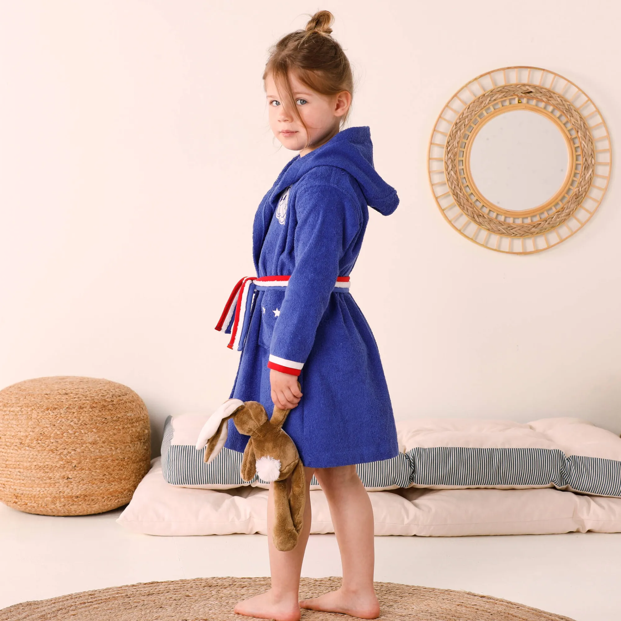 Badjas|Handdoek En Badlaken Kids<Colombine des petits Voetbal kinderbadjas met kap, katoenen badstof - 340 g/m² felblauw