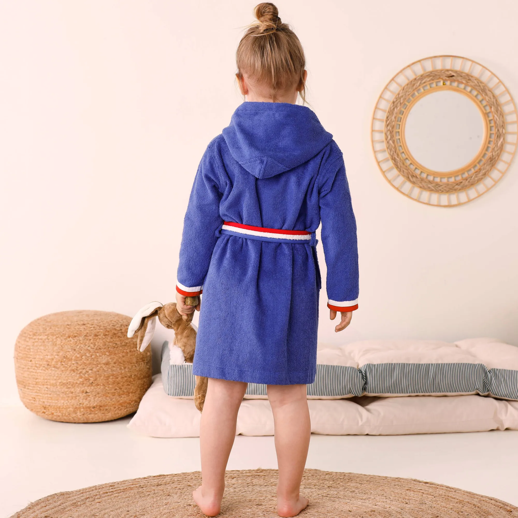 Badjas|Handdoek En Badlaken Kids<Colombine des petits Voetbal kinderbadjas met kap, katoenen badstof - 340 g/m² felblauw