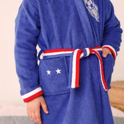 Badjas|Handdoek En Badlaken Kids<Colombine des petits Voetbal kinderbadjas met kap, katoenen badstof - 340 g/m² felblauw