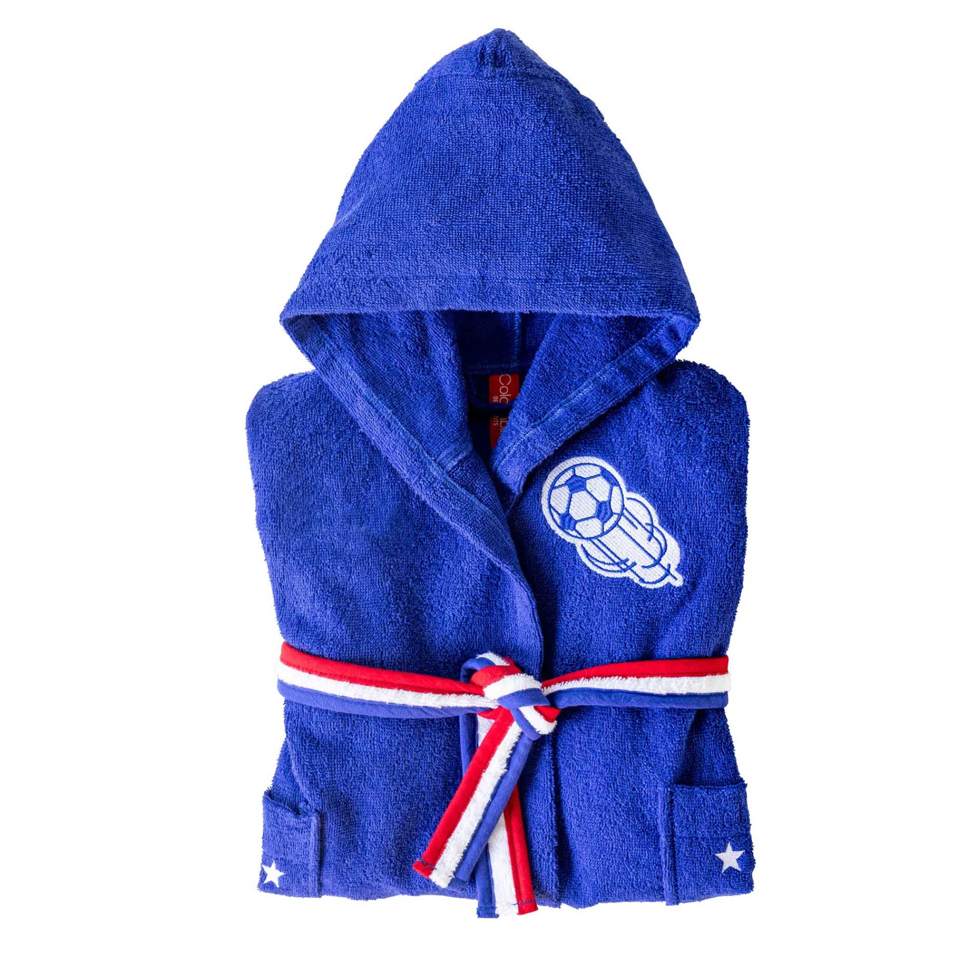 Badjas|Handdoek En Badlaken Kids<Colombine des petits Voetbal kinderbadjas met kap, katoenen badstof - 340 g/m² felblauw