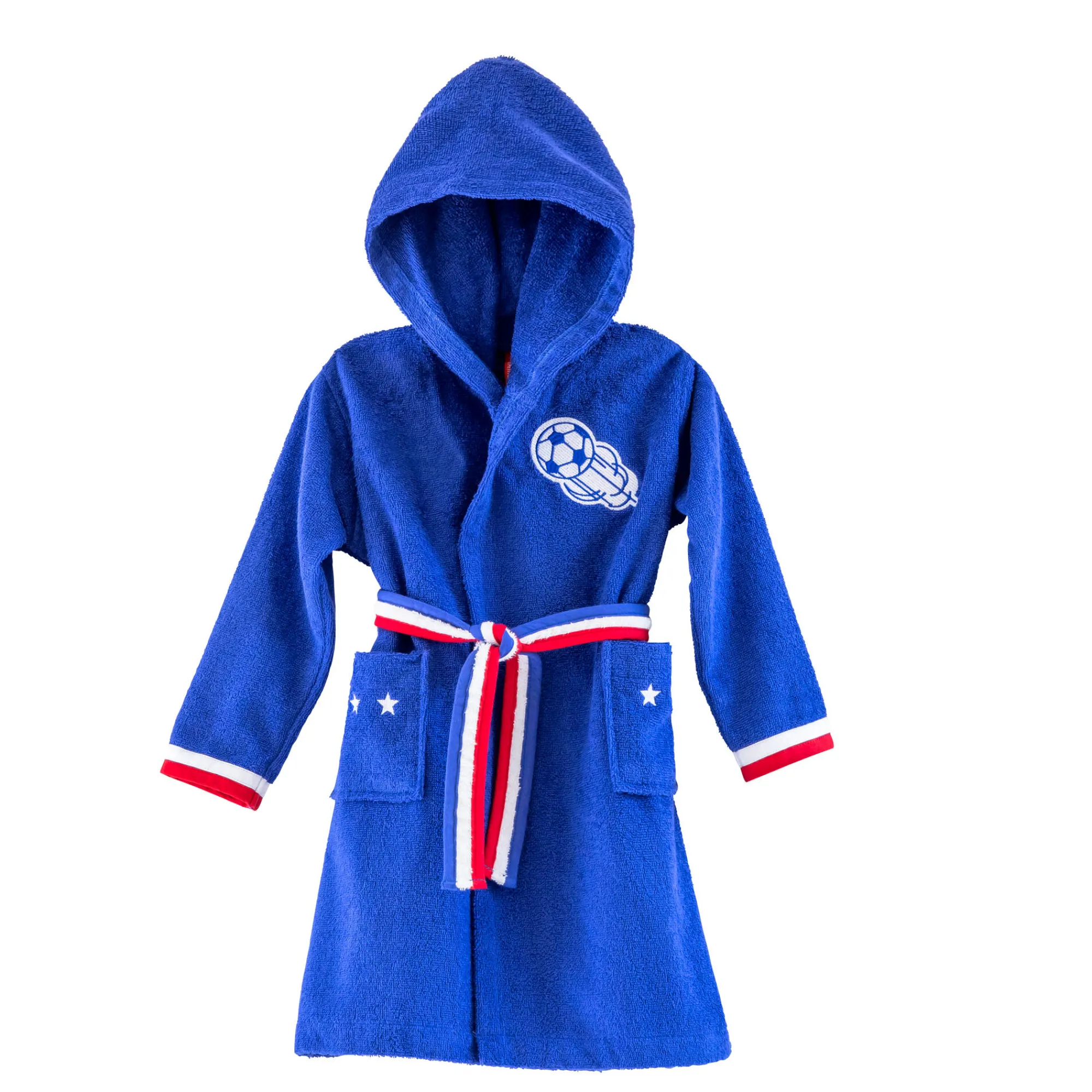 Badjas|Handdoek En Badlaken Kids<Colombine des petits Voetbal kinderbadjas met kap, katoenen badstof - 340 g/m² felblauw