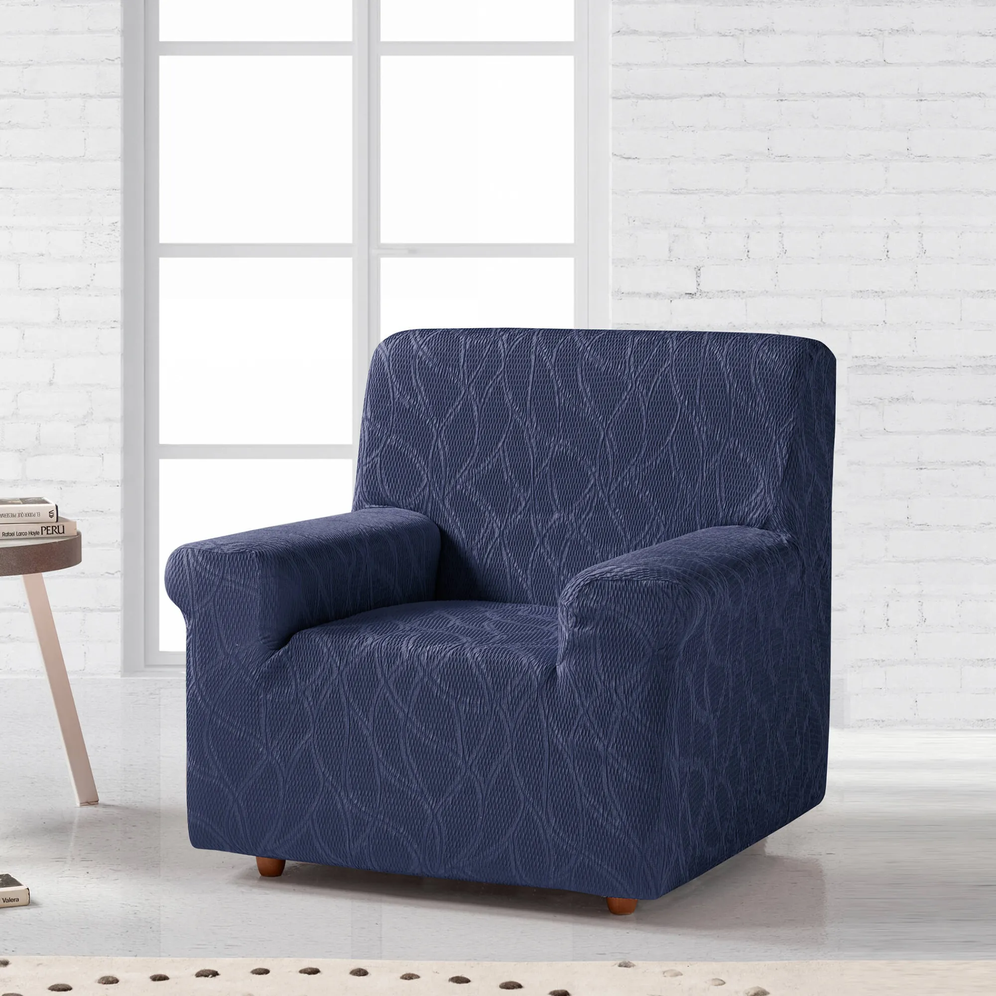 Zitbankhoes<Blancheporte Voorgevormde fauteuil- en zitbankhoes 'Alexia' blauw