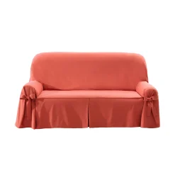 Zitbankhoes<Colombine Voorgevormde zitbankhoes in zeildoekstof met striklinten terracotta