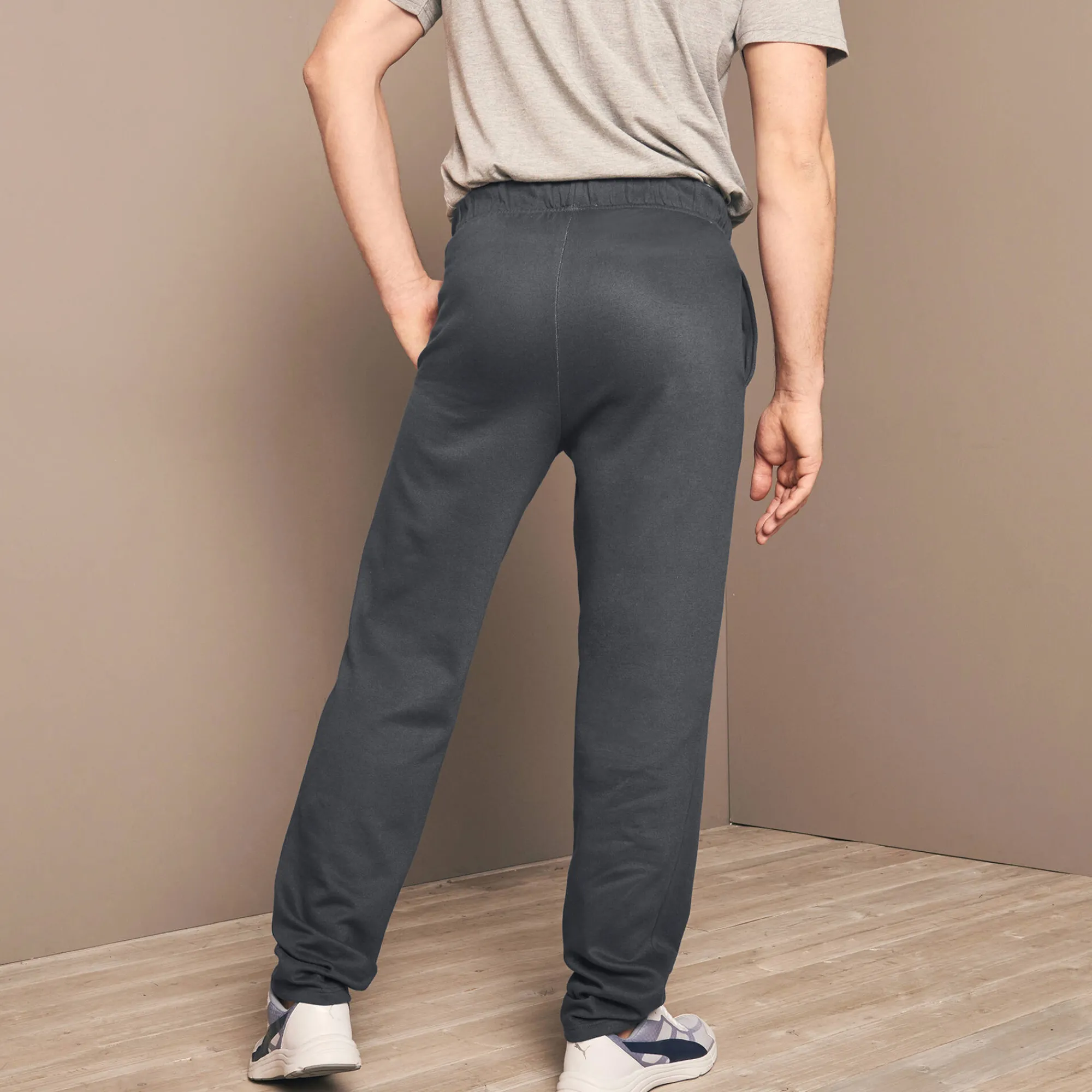 Broek<Blancheporte Vrijetijdsbroek in molton chiné antraciet