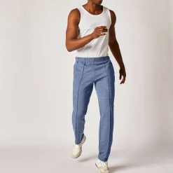 Broek<Blancheporte Vrijetijdsbroek in molton jeansblauw