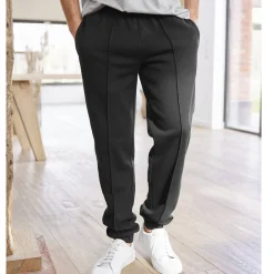 Broek<Blancheporte Vrijetijdsbroek in molton, aangetrokken pijponderkanten zwart