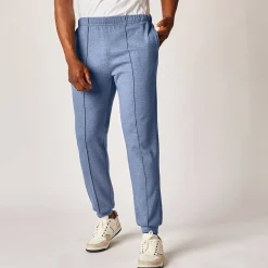 Broek<Blancheporte Vrijetijdsbroek in molton, aangetrokken pijponderkanten jeansblauw