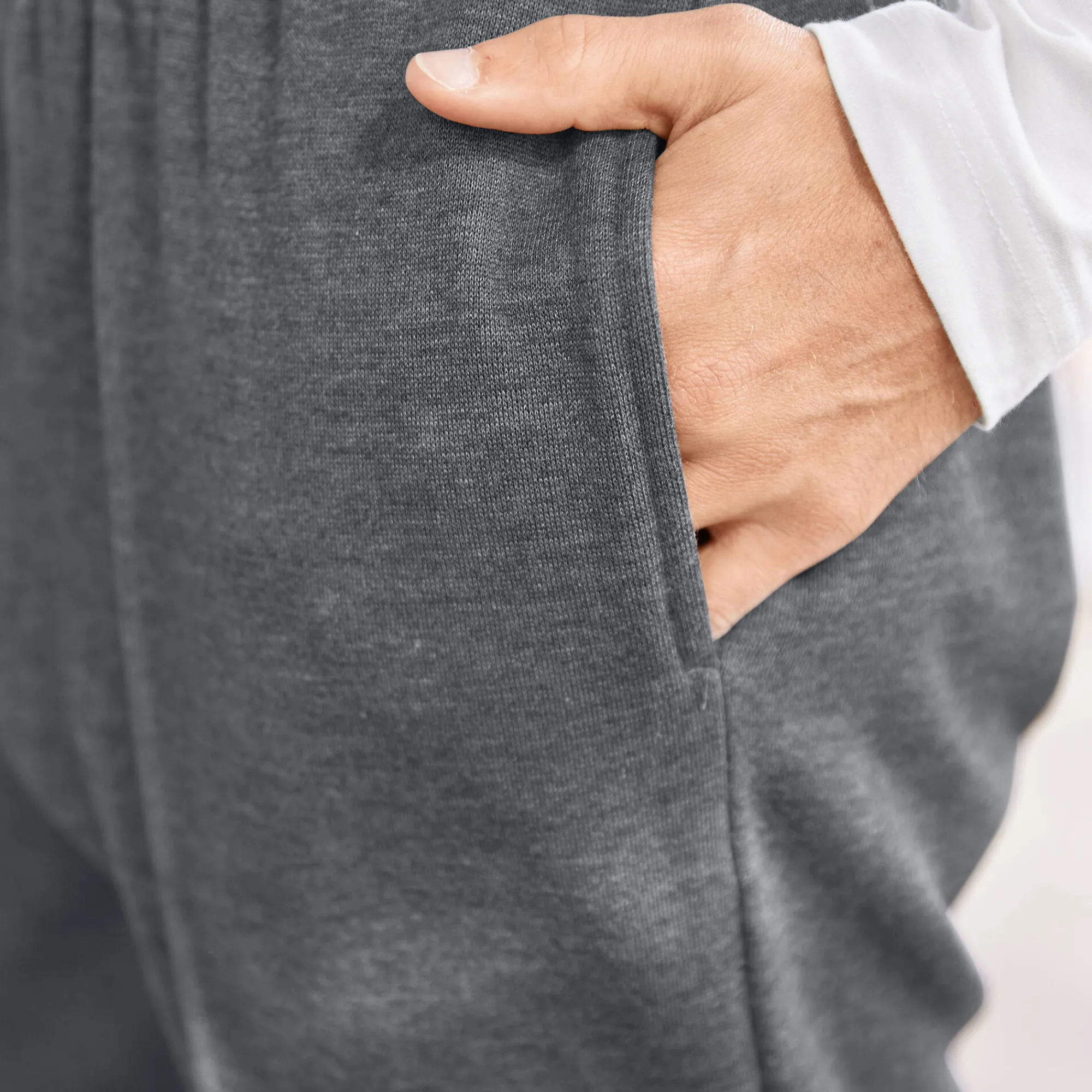 Broek<Blancheporte Vrijetijdsbroek in molton, aangetrokken pijponderkanten chiné antraciet
