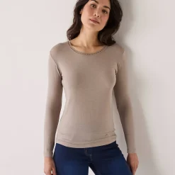 Thermisch Ondergoed<Blancheporte Warm T-shirt met lang mouwen in wolmix lichttaupe