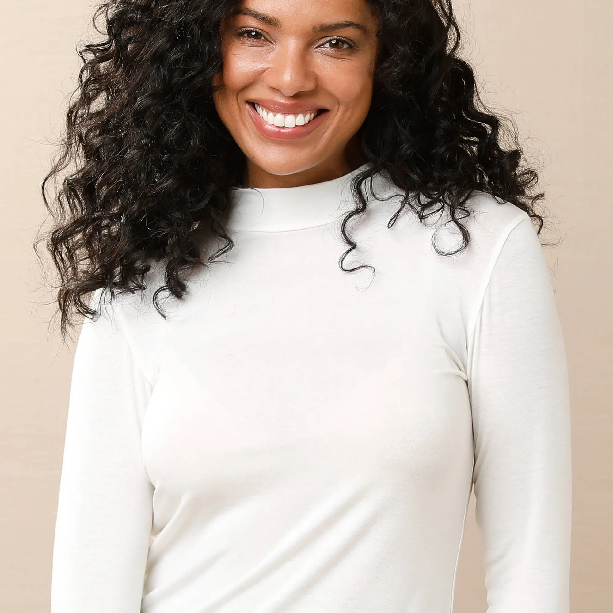 Thermisch Ondergoed<Blancheporte Warm T-shirt met lange mouwen en opstaande hals, in wolmengeling ecru