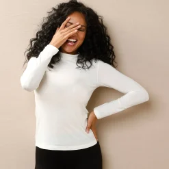 Thermisch Ondergoed<Blancheporte Warm T-shirt met lange mouwen en opstaande hals, in wolmengeling ecru