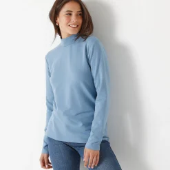 T-Shirt En Topje<Blancheporte Warm T-shirt met lange mouwen, opstaande kraag grijsblauw