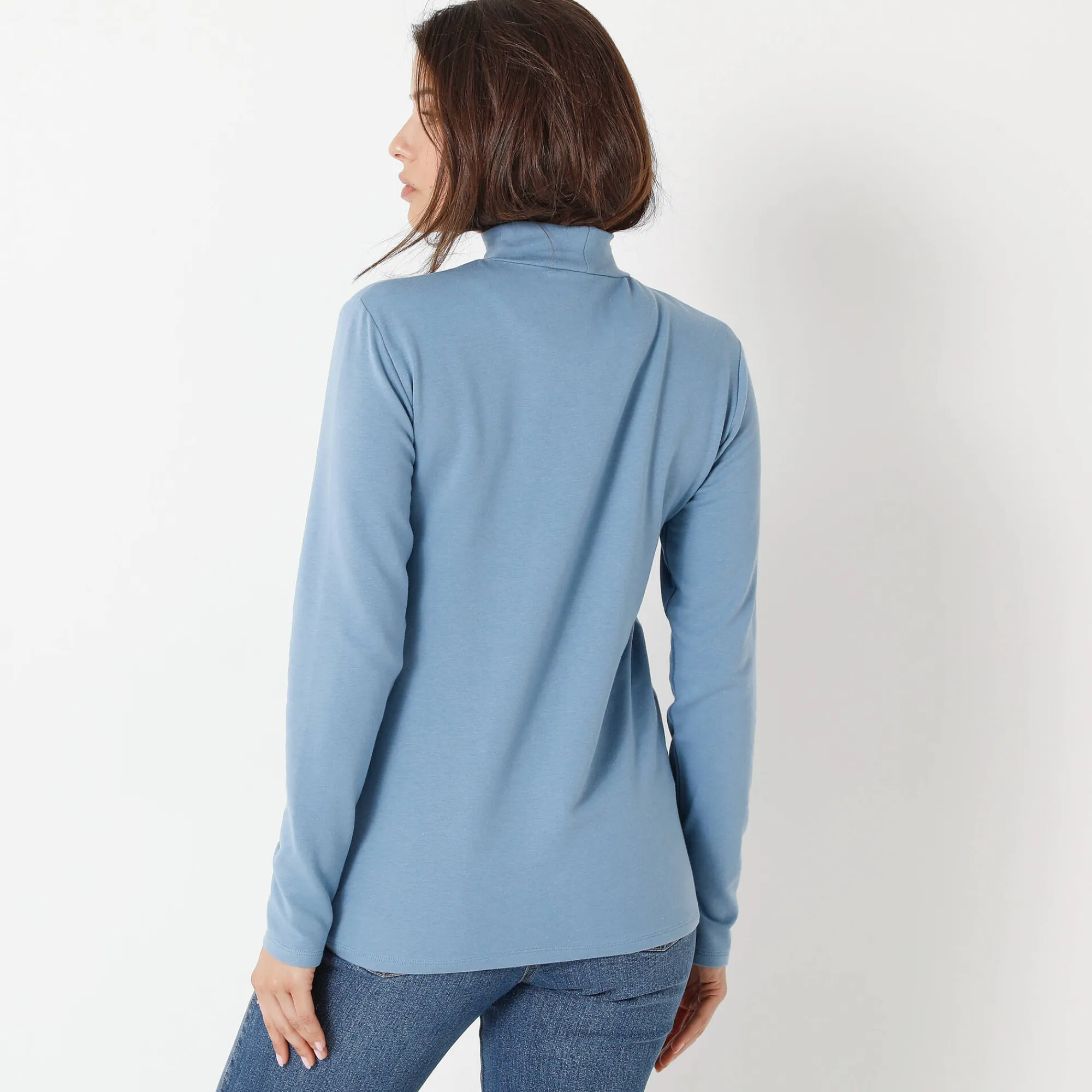 T-Shirt En Topje<Blancheporte Warm T-shirt met lange mouwen, opstaande kraag grijsblauw