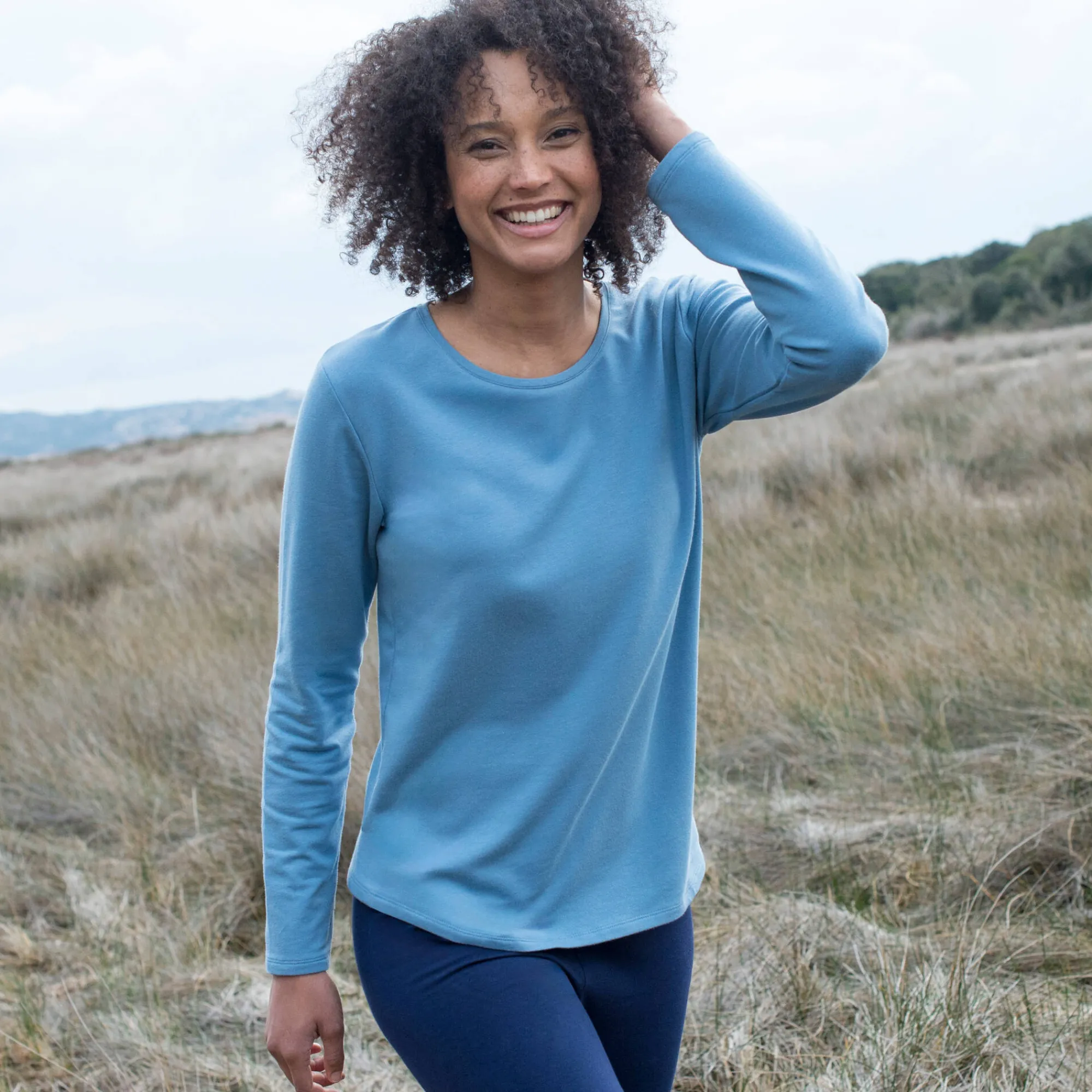 T-Shirt En Topje<Blancheporte Warm T-shirt met lange mouwen, ronde hals grijsblauw