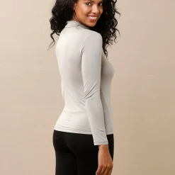 Thermisch Ondergoed<Blancheporte Warm T-shirt met lange mouwen en opstaande hals, in wolmengeling lichttaupe