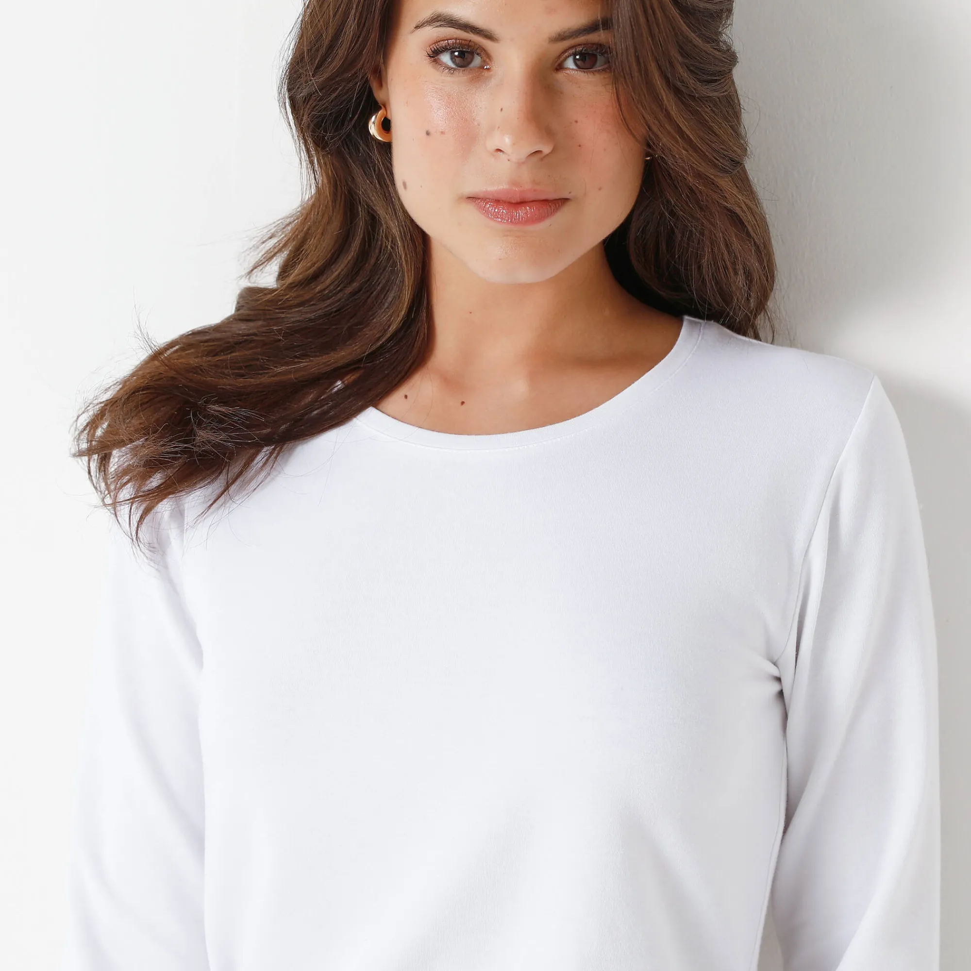 T-Shirt En Topje<Blancheporte Warm T-shirt met lange mouwen, ronde hals wit