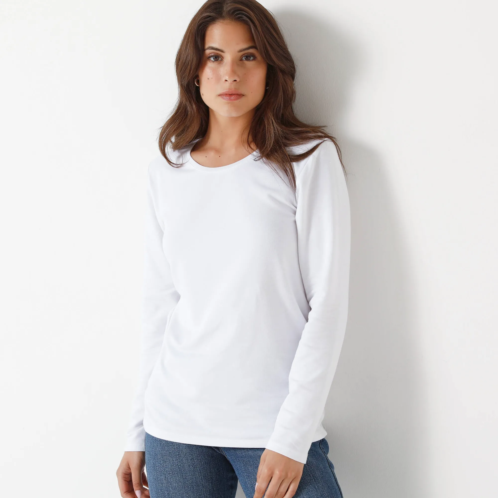 T-Shirt En Topje<Blancheporte Warm T-shirt met lange mouwen, ronde hals wit