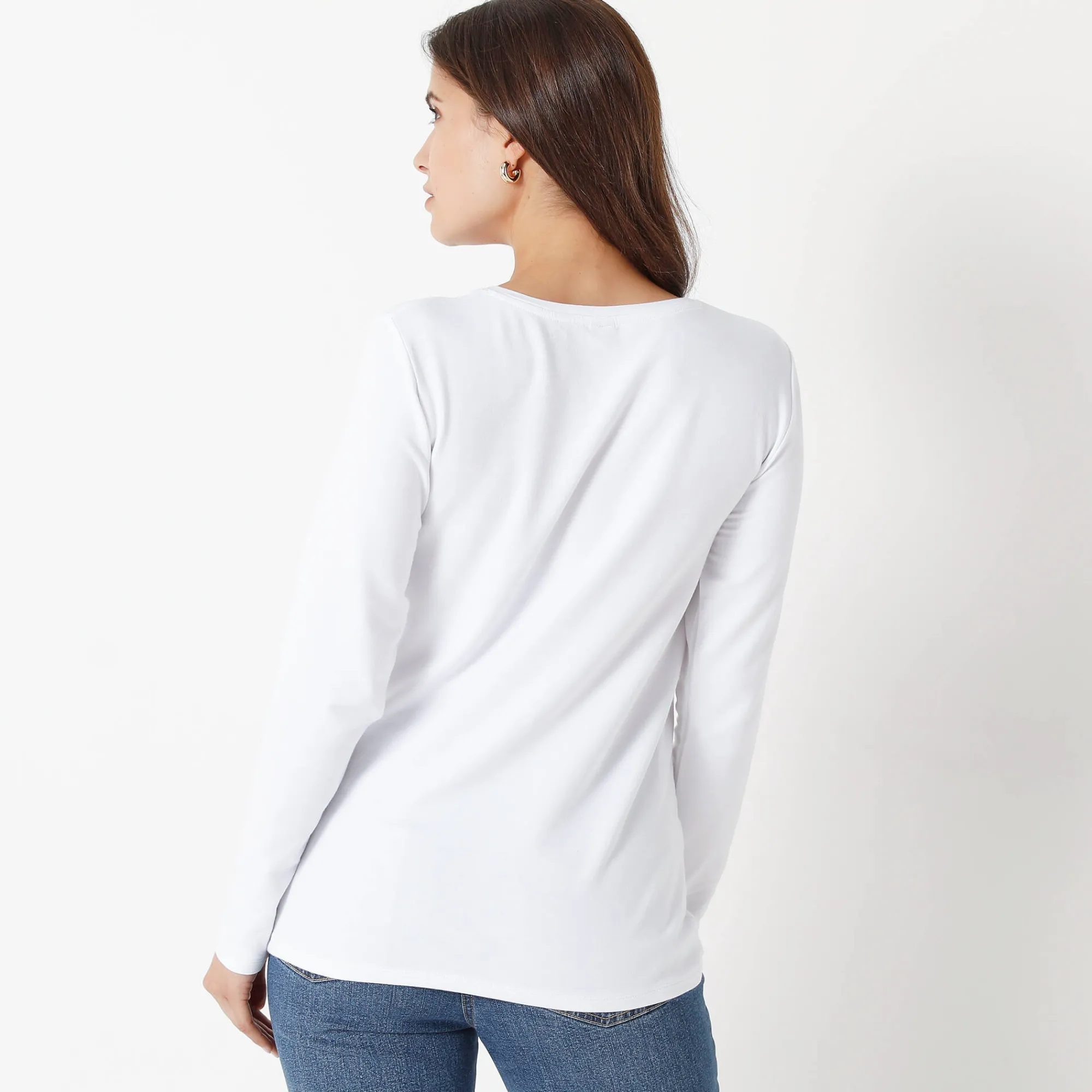 T-Shirt En Topje<Blancheporte Warm T-shirt met lange mouwen, ronde hals wit