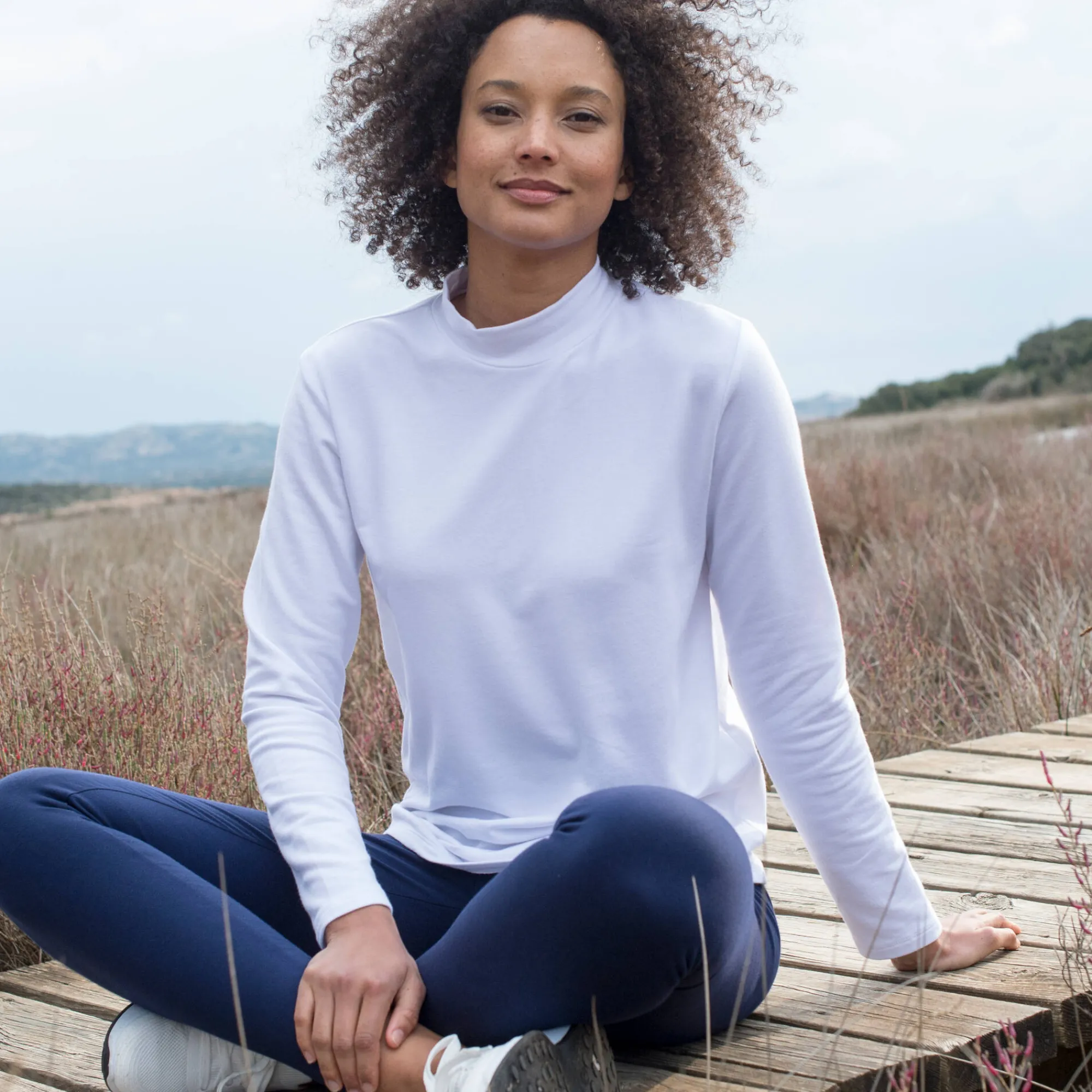 T-Shirt En Topje<Blancheporte Warm T-shirt met lange mouwen, opstaande kraag wit
