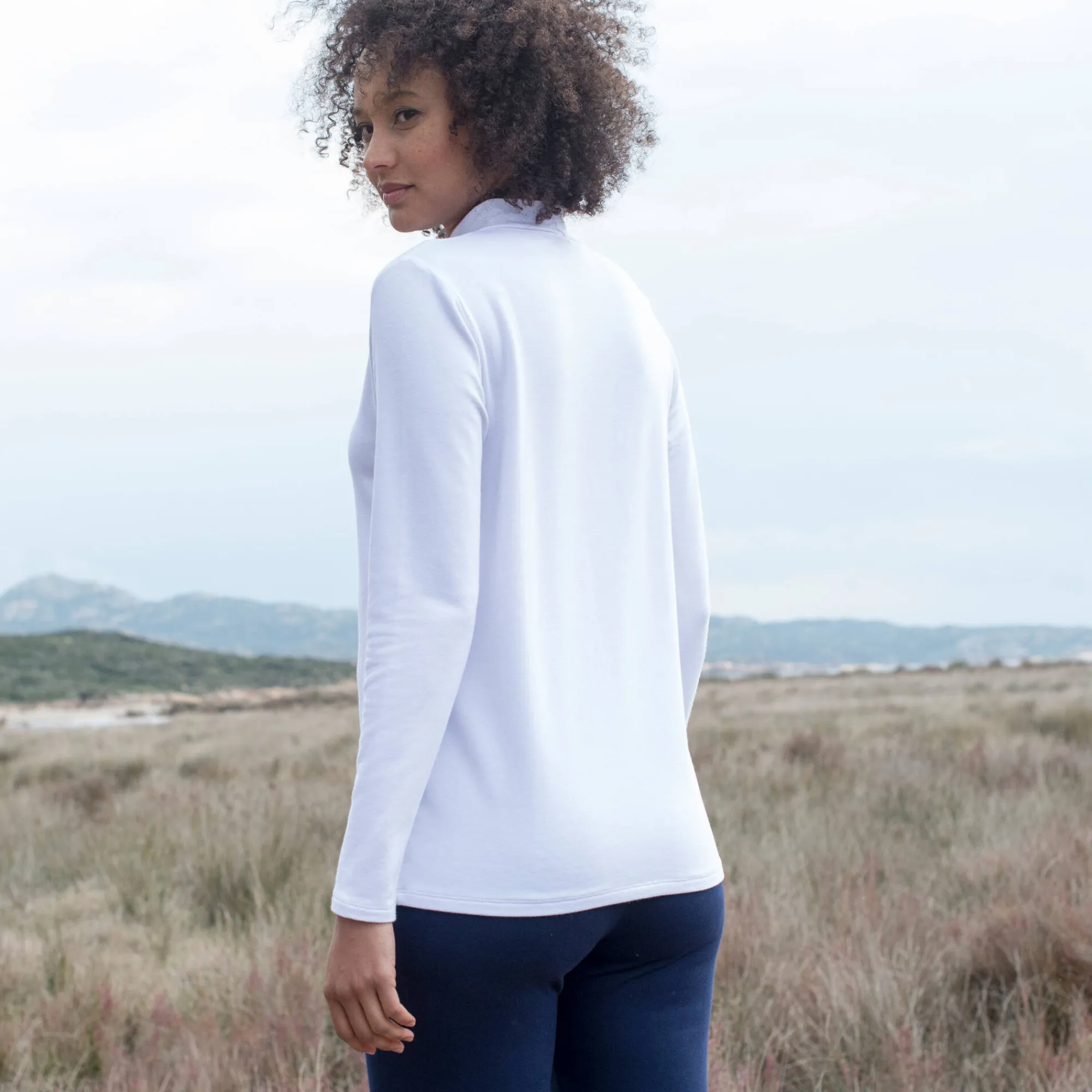 T-Shirt En Topje<Blancheporte Warm T-shirt met lange mouwen, opstaande kraag wit