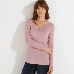 Thermisch Ondergoed<Blancheporte Warm T-shirt met lange mouwen, in wolmengeling grijsroze